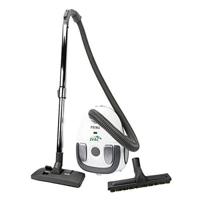ZVac Canister Vacuum Cleaner Prima - HEPA Filtration 2 L Tank Capacity - 1200 W Powerful Motor - Compact Lightweight with 6 FT Hose & Telescopic Wand - Carpet & Floor Brushes - Bagged Vacuum Cleaner