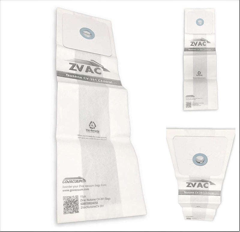 ZVac 7 Compatible Nutone 391 Bags & 1 Filter Replacement for Nutone Central Vacuum Cleaners Using Nutone 391 Bags & Filters. Generic Nutone Central Vacuum Bags CV391 + Nutone Filter 13" 84129000