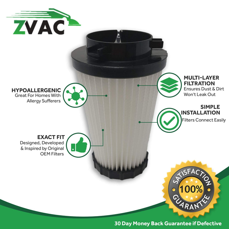 ZVac Dirt Devil Replacement Filters – 4 F2 HEPA Filter for Power Stick Upright M084100, Power Reach and Dynamite Bagless Vacuums – Compare to Parts 3-SFA115-00X, F929 and 80-2310- 04