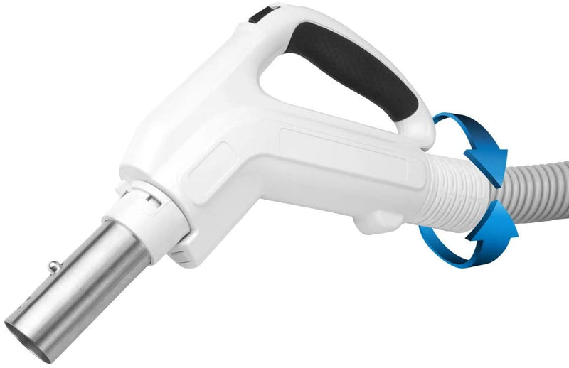 ZVac Universal Central Vacuum Hose - 30FT Standard Low Voltage Electric Hose with On/Off Button - Ergonomic Gas Pump Swivel Handle - Compatible with Most 1-3/8" (35mm) Central Vacuum Cleaner Fittings - USED