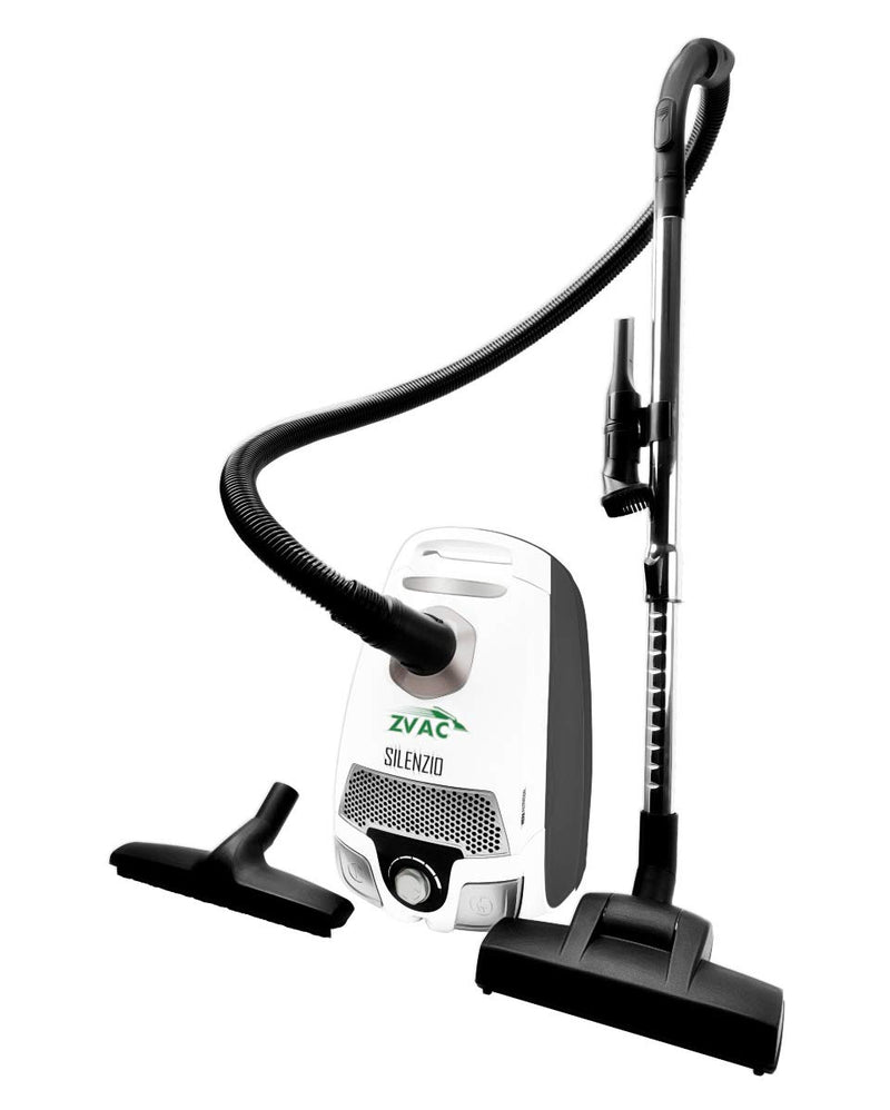 ZVac Canister Vacuum Cleaner Johnny Vac Silenzio - HEPA Filtration 3 L Tank Capacity - 1400 W Powerful Quiet Motor with 6.5 FT Hose & Telescopic Wand - 10" Turbo Air Nozzle - Bagged Vacuum Cleaner