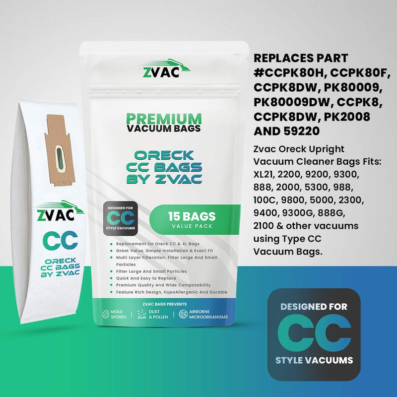 ZVac Replacement Oreck Cc & XL Vacuum Bag Compatible with Oreck Part 