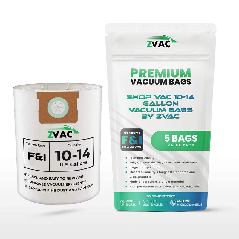 ZVac Shop-Vac Type F Replacement Vacuum Cleaner Paper Bags Compatible with Shop-Vac Part 