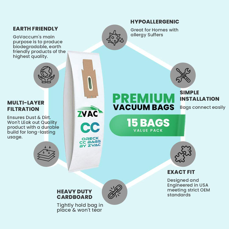 ZVac Replacement Oreck Cc & XL Vacuum Bag Compatible with Oreck Part 