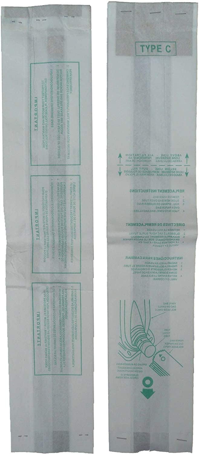 Hoover Type C Vacuum Cleaner Bags - Compatible with Hoover Convertible Upright, Bottom Fill Convertible, Lightweight, O/S Vacuum Cleaners - Restores Part Hoover 4010003C (10)