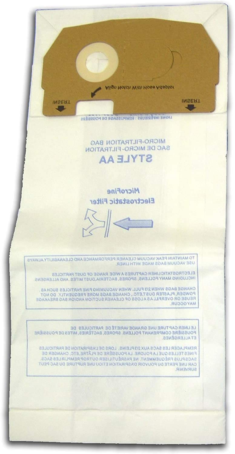 Eureka Type AA Victory Vacuum Bags - Compatible with Eureka 4100, 4300-4600, 5180, S4170 Series Uprights (10)