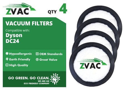 ZVac 4 Package of Dyson Pre Filters Fits All DC-24 / DC24 Including All-Floors, Multi-Floor, Red, Animal, Animal Ultra; Washable & Reusable Replaces Dyson Part # 913788-01 Only from Go Vacuum : ZVac