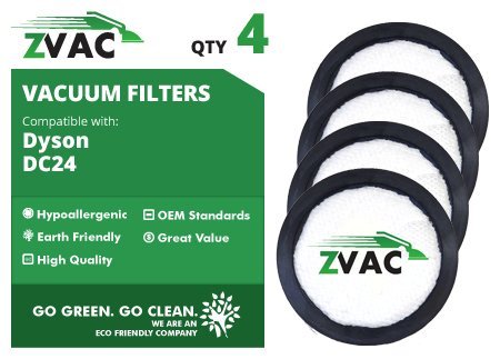 ZVac 4 Package of Dyson Pre Filters Fits All DC-24 / DC24 Including All-Floors, Multi-Floor, Red, Animal, Animal Ultra; Washable & Reusable Replaces Dyson Part 