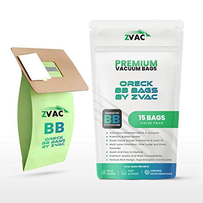 ZVac Replacement Vacuum Bags for Oreck Buster B - 15Pack Heavy-Duty Cardboard Set - Dust, Pollen, Dirt Remover - Replaces Part # PKBB12DW and PKBB12OF - Hypoallergenic Attachments, Strong Construction