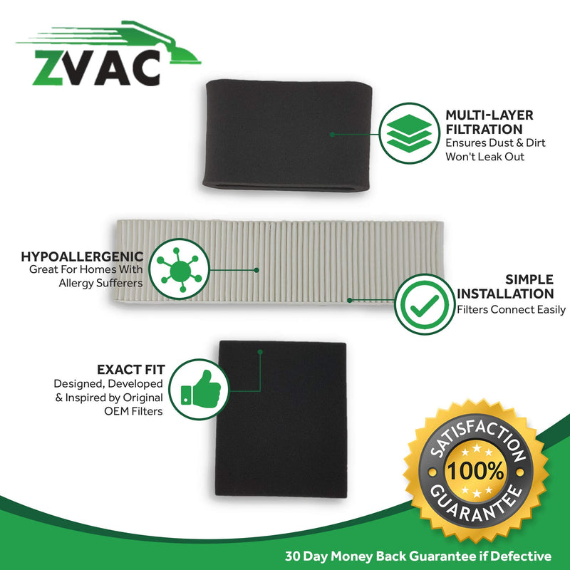 ZVac Compatible HEPA Style & Foam Filter Replacement for Bissell Lift Off Vacuum Filters. Replaces Parts