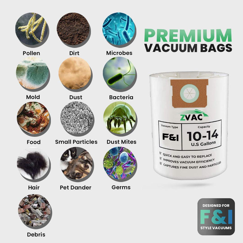 ZVac Shop-Vac Type F Replacement Vacuum Cleaner Paper Bags Compatible with Shop-Vac Part 