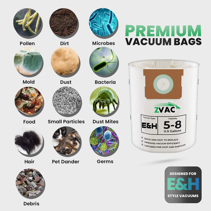 ZVac Replacement Shop-Vac Vaccuum Bags Compatible with Shop-Vac Part 
