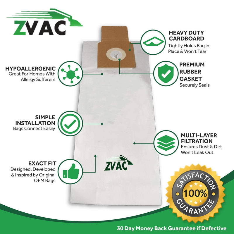 ZVac Replacement 50688 Kenmore Progressive Vacuum Bags Replaces Part Numbers 159-9, 20-50690 Compatible with Kenmore 50690 & 50688, Panasonic U-2, Sanyo PU-1 Upright Series - 15 Pack