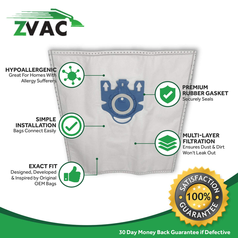 ZVac Replacement for Miele GN Airclean Vacuum Bags - Compatible with Miele Miele Classic C1, Complete C1, Complete C2, Complete C3, S227/S240, S270,S400,S2,S5,S8 Series - Restores Part 