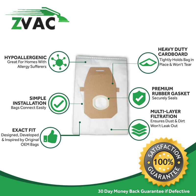 ZVac 10Pk Compatible AH1000 Replacement Hoover Q Vacuum Bags HEPA Type Style Replaces Hoover Platinum Q-HEPA Media Vacuum Bag