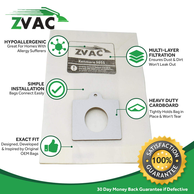 ZVac Replacement Kenmore Ultra Care Vacuum Bags Compatible with Kenmore Series 20-50403, 50403, 20-50410, 50410, 29430, 29435, 29459, 24975, 24981, 24991-15 Pack in A Bag