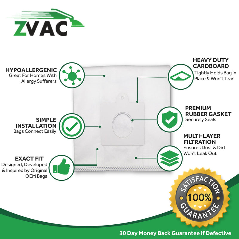 ZVac Kenmore C/Q Replacement Vacuum Cleaner Cloth Bags Compatible with Kenmore Canister Style C, Q, 5055, 50558, & Panasonic C-5, MC-V295H