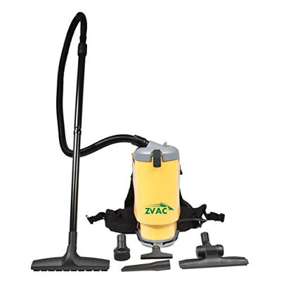 ZVac Backpack Vacuum Cleaner Commercial Grade ZBV-1 1.5 Gal. 1440W Motor HEPA Filtration with Complete Attachment Tool Set, 30' Power Cable, Cushion Shoulder Straps & Waist Belt