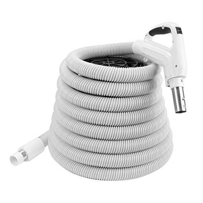 ZVac Universal Central Vacuum Hose - 30FT Direct Connect Low Voltage Electric Hose with On/Off Button - Ergonomic Gas Pump Swivel Handle - Compatible with Beam, Nutone, Electrolux, Hayden & More